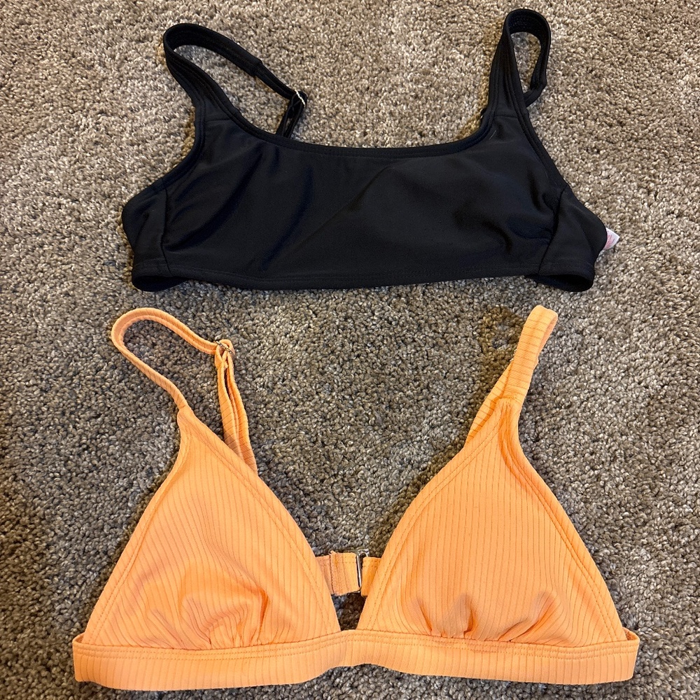 Xhilaration swim tops - orange and black - size XS/S